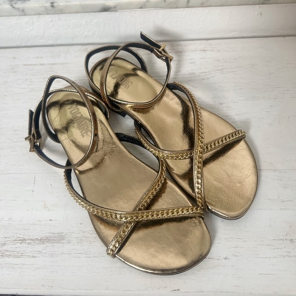 NEW Zadig & Voltaire Gold Leather Sandals - Picture 3 of 7